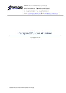 PARAGON Software GmbH, Systemprogrammierung Heinrich-von-Stephan-Str. 5c  79100 Freiburg, Germany Tel. +  Fax +Internet www.paragon-software.com  Email sales@paragon-softwa