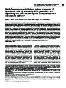 HMG-CoA reductase inhibitors induce apoptosis of lymphoma cells by promoting ROS generation and regulating Akt, Erk and p38 signals via suppression of mevalonate pathway