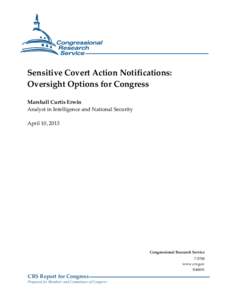 Sensitive Covert Action Notifications: Oversight Options for Congress