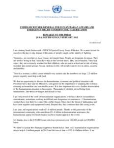 United Nations  Nations Unies Office for the Coordination of Humanitarian Affairs