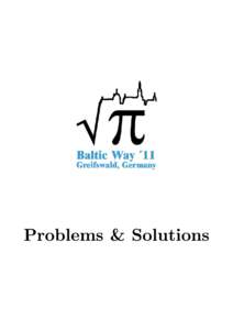 Problems & Solutions  The 20 contest problems were submitted by 7 countries: Denmark (5) Finland (3) Germany (4)