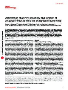 Articles  Optimization of affinity, specificity and function of designed influenza inhibitors using deep sequencing  © 2012 Nature America, Inc. All rights reserved.
