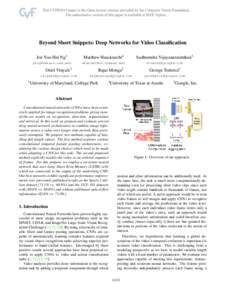 Beyond Short Snippets: Deep Networks for Video Classification  1 Joe Yue-Hei Ng1