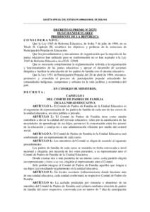 GACETA OFICIAL DEL ESTADO PLURINACIONAL DE BOLIVIA  DECRETO SUPREMO Nº 25273 HUGO BANZER SUAREZ PRESIDENTE DE LA REPÚBLICA CONSIDERANDO: