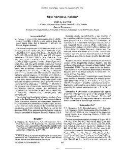 American Mineralogist, Volume 76, pages[removed], 1991  NEW MINERAL NAMES*