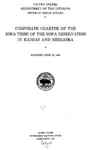 Corporate Charter of the Iowa Tribe of the Iowa Reservation in Kansas and Nebraska