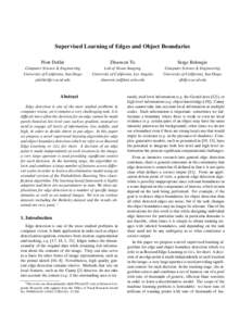 Supervised Learning of Edges and Object Boundaries Piotr Doll´ar Zhuowen Tu  Serge Belongie