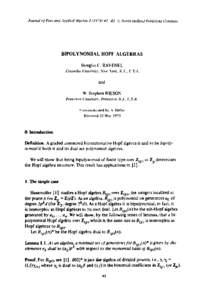 BIPOLYNOMIAL KOPF ALGEBRAS  and 0. Introduction Definition. A graded connected bicommutative Hopi’ algebra is said to be Lqxxj~tzc~~z&f