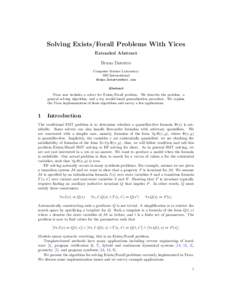 Solving Exists/Forall Problems With Yices Extended Abstract Bruno Dutertre Computer Science Laboratory SRI International 