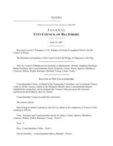 TENTH DAY  T HIRD C OUNCILMANIC Y EAR - S ESSION OFJOURNAL CITY COUNCIL OF BALTIMORE