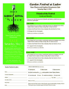 Garden Festival at Ladew Rare Plants and Garden Ornaments Sale Saturday May 2, 