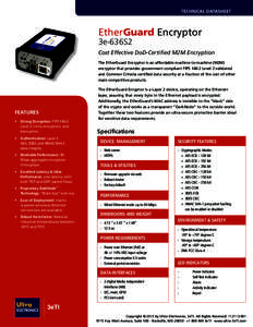 technical datasheet  EtherGuard Encryptor 3e-636S2  Cost Effective DoD-Certified M2M Encryption