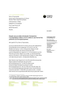 UfU e.V. Greifswalder StraßeBerlin  Hanna Trojanowska Government’s Plenipotentiary for Polish Nuclear Power Engineering Issues Undersecretary of State