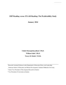 1  ISIP Reading versus STAAR Reading: The Predictability Study January 2014