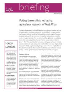 januaryPutting farmers first: reshaping agricultural research in West Africa  Policy
