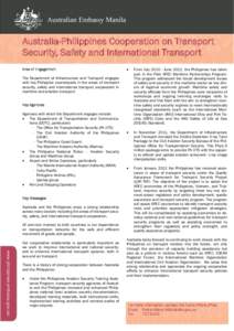 Australian Embassy Manila  Australia-Philippines Cooperation on Transport Security, Safety and International Transport Area of Engagement
