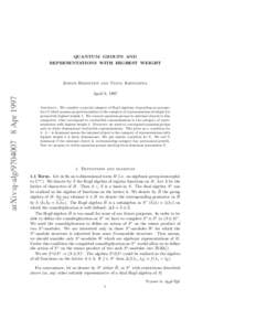 QUANTUM GROUPS AND REPRESENTATIONS WITH HIGHEST WEIGHT Joseph Bernstein and Tanya Khovanova  arXiv:q-algApr 1997