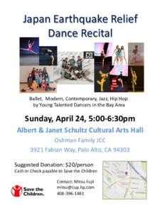 Japan Earthquake Relief Dance Recital Ballet, Modern, Contemporary, Jazz, Hip Hop by Young Talented Dancers in the Bay Area