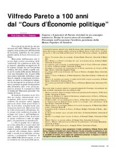 Vilfredo Pareto a 100 anni dal “Cours d’Économie politique” A cura di