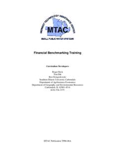 Financial Benchmarking Training