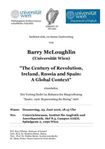 beehren sich, zu einem Gastvortrag von Barry McLoughlin (Universität Wien)
