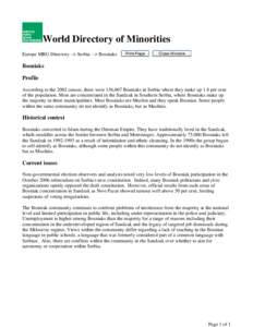 World Directory of Minorities Europe MRG Directory –> Serbia –> Bosniaks Print Page  Close Window