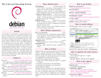The Universal Operating System  Three Debian suites http://www.debian.org