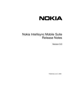 Intellisync Mobile Suite Version 9.0 Beta 2 Release Notes