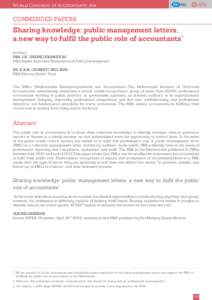 COMMENDED PAPERS  Sharing knowledge: public management letters, a new way to fulfil the public role of accountants* Authors: DRS. I.H. (IRENE) KRAMER RC