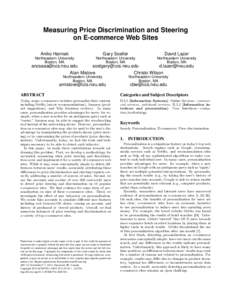 Measuring Price Discrimination and Steering on E-commerce Web Sites Aniko Hannak Northeastern University Boston, MA