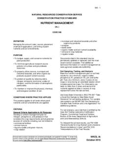 NATURAL RESOURCES CONSERVATION SERVICE CONSERVATION PRACTICE STANDARD  NUTRIENT MANAGEMENT