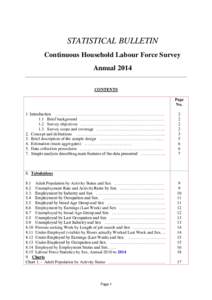 STATISTICAL BULLETIN Continuous Household Labour Force Survey Annual 2014 CONTENTS Page No.