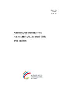 HKCA 1065 ISSUE 1 JUNE 2013 PERFORMANCE SPECIFICATION FOR MULTI-STANDARD RADIO (MSR)
