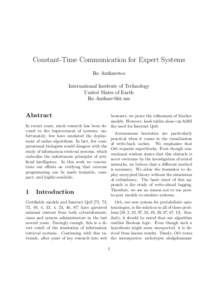 Constant-Time Communication for Expert Systems Ike Antkaretoo International Institute of Technology United Slates of Earth 