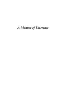 A Manner of Utterance  Also by Ian Brinton: Dickens’s “Great Expectations” (Reader’s Guides) 	 (London: Continuum, 2007)