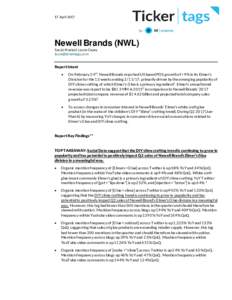 17 AprilNewell Brands (NWL) Social Analyst: Laura Casey 
