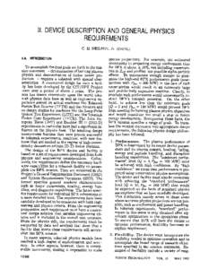 II. DEVICE DESCRIPTION AND GENERAL PHYSICS  REQUIREMENTS b. H. NEILSON, Jr. (ORNL) ILA.