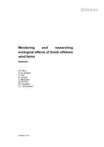 Monitoring and researching ecological effects of Dutch offshore wind farms Masterplan