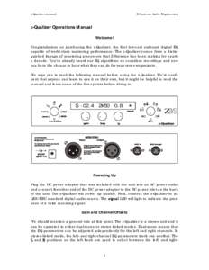 z-Qualizer manual  Z-Systems Audio Engineering z-Qualizer Operations Manual Welcome!