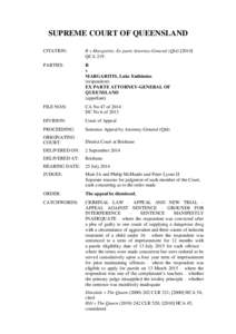 SUPREME COURT OF QUEENSLAND CITATION: R v Margaritis; Ex parte Attorney-General (QldQCA 219