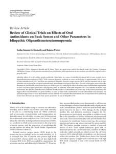 Review of Clinical Trials on Effects of Oral Antioxidants on Basic Semen and Other Parameters in Idiopathic Oligoasthenoteratozoospermia