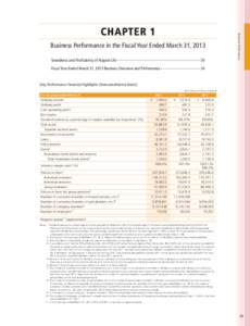 Business Performance  CHAPTER 1 Business Performance in the Fiscal Year Ended March 31, 2013 Soundness and Profitability of Nippon Life