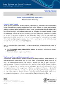 Royal Brisbane and Women’s Hospital Metro North Hospital and Health Service Allied Health Department Social Work Services FACT SHEET