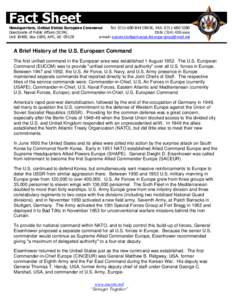 Fact Sheet  Headquarters, United States European Command Tel: [removed]8436, FAX: [removed]Directorate of Public Affairs (ECPA) DSN: ([removed]xxxx