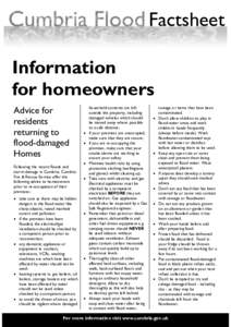 Factsheet Extreme weather in Cumbria Information for homeowners Advice for