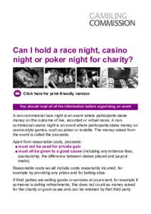 Can I hold a race night, casino night or poker night - quick guide - June 2016