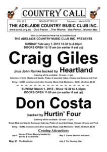 COUNTRY CALL VOL 26.1 NEWSLETTER OF  February – March 2015
