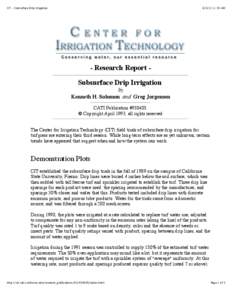 CIT - Subsurface Drip Irrigation[removed]:35 AM - Research Report Subsurface Drip Irrigation by
