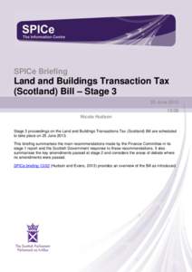 SPICe Briefing  Land and Buildings Transaction Tax (Scotland) Bill – Stage 3 20 June[removed]