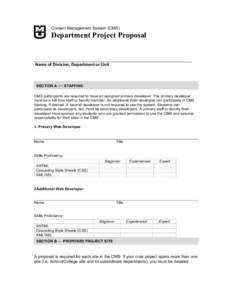 Content Management System (CMS)  Department Project Proposal      